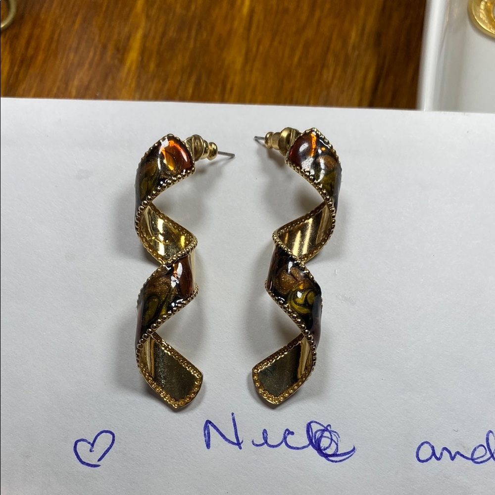 Vintage Enamel Spiral Earrings